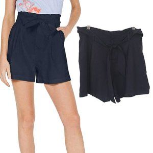 INC International Concepts Linen Blend Shorts with Belt Navy Blue XL NEW